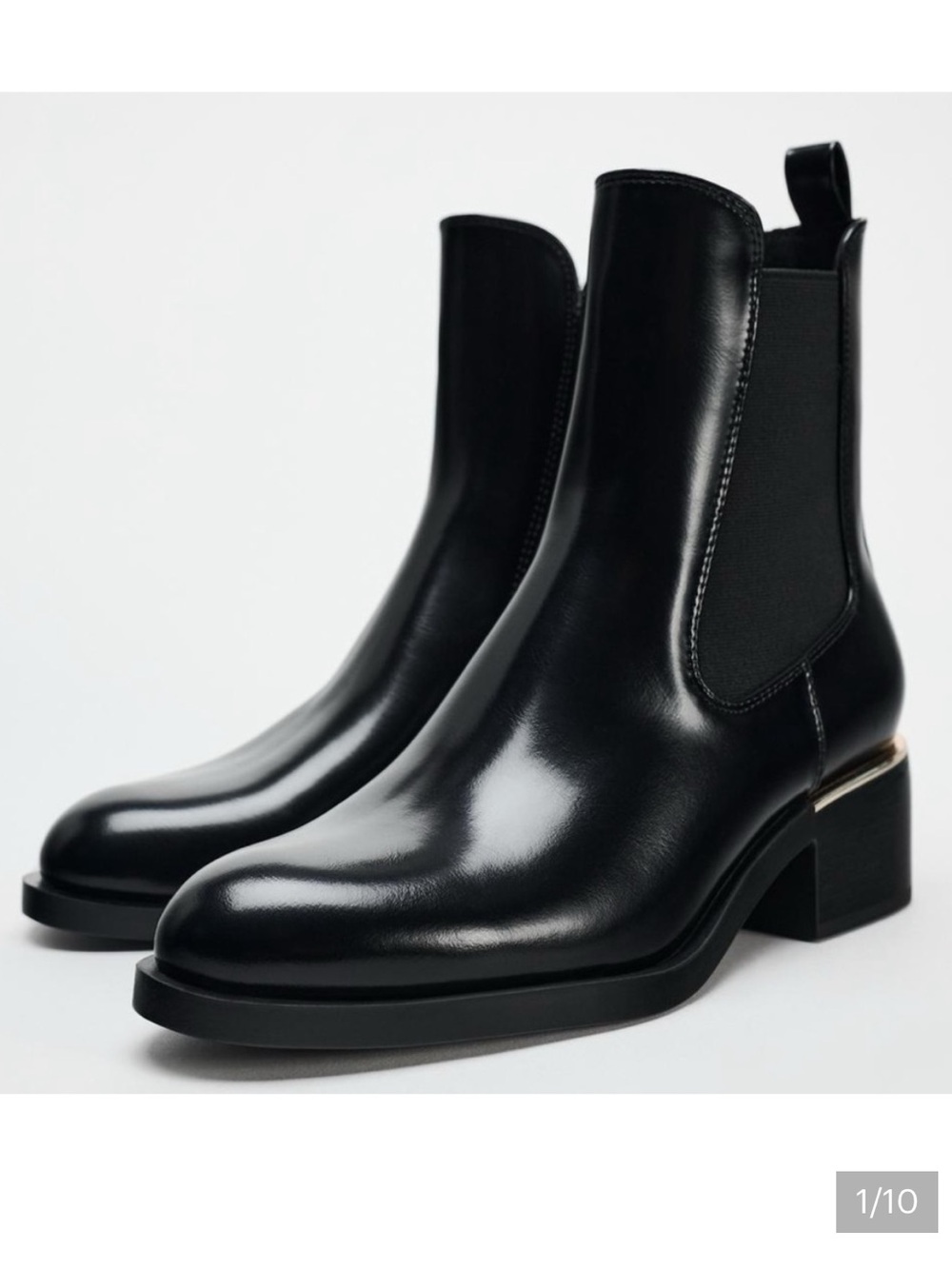 Zara NWT metal plate ankle boot black 2150/411